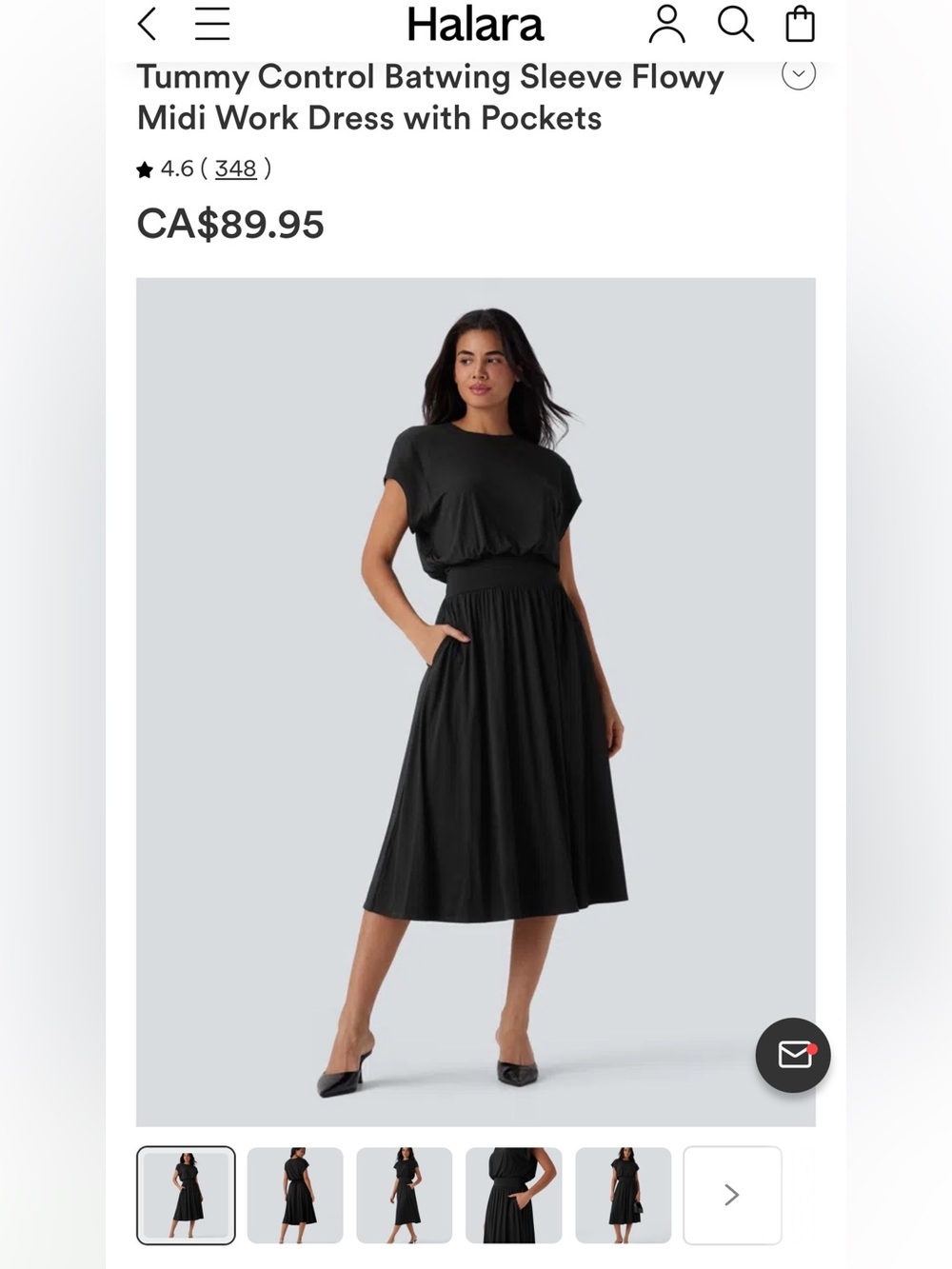 90$ BNWT HALARA, the Tummy control batwings sleeves dress!